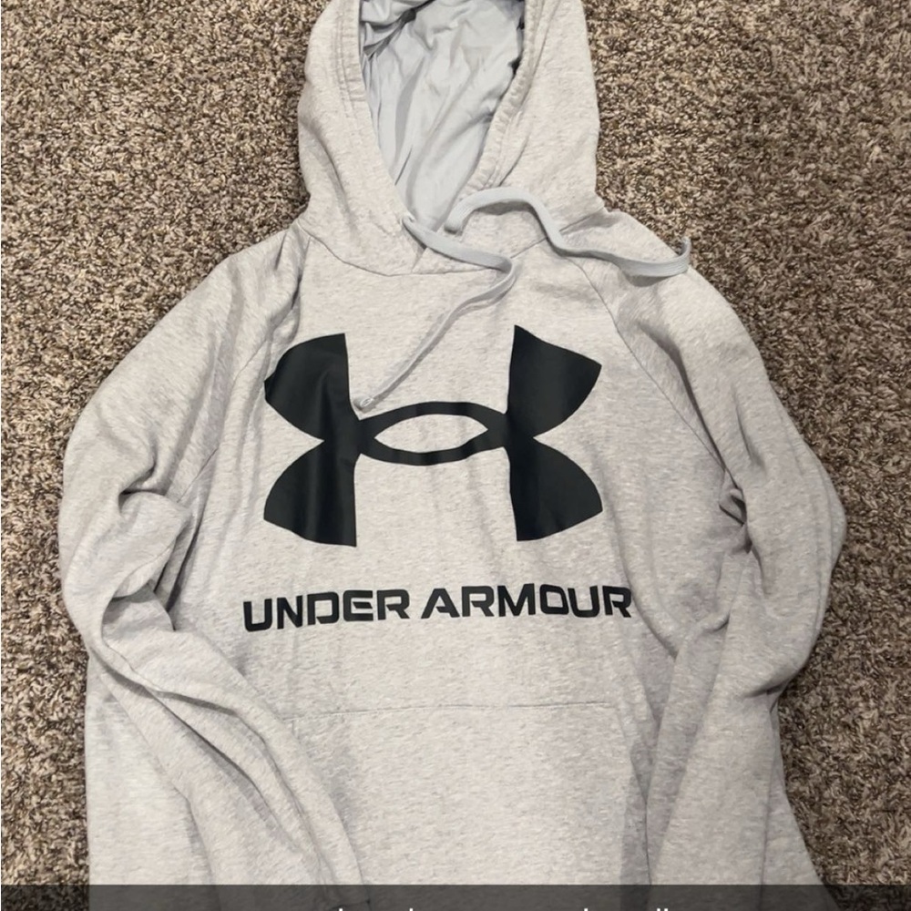 Under Armour Light Gray Hoodie with Black Logo
